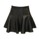 High waist pleated PU leather skirt for women in spring and autumn large size fat mm belly-covering and slimming pear-shaped body retro a-line short skirt