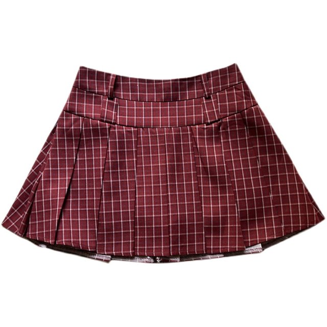 American retro plaid short skirt skirt for women spring and autumn large size high waist A-line slim and fat mm plaid pleated skirt