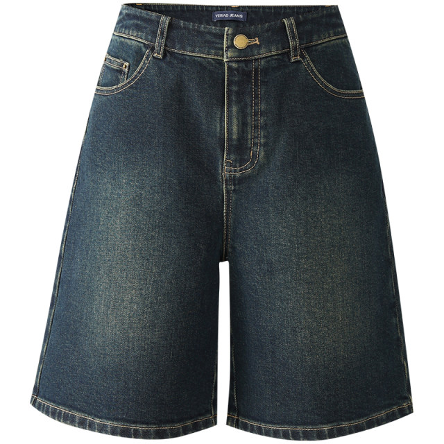 Yalida straight pants pants loose denim shorts female 2024 summer new models thin thin retro pants tide
