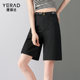 Yalida Bermuda straight shorts women's black mid-trousers 2025 summer slim casual pants suit five-point pants

