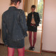 AXIS OF retro blue wash shoulder jacket for women autumn style loose denim jacket short skirt suit