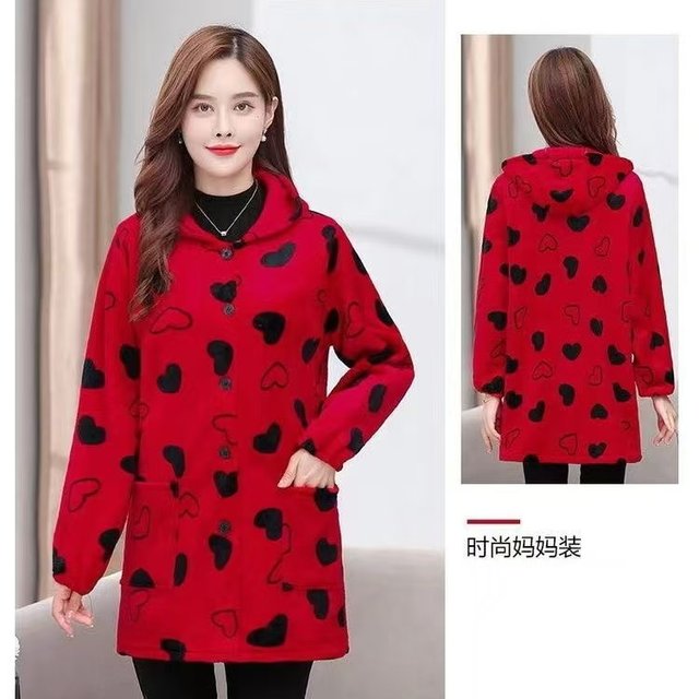 Winter middle-aged and elderly flannel smocks and velvet work clothes thickened kitchen anti-fouling and dirt-resistant warm apron suits