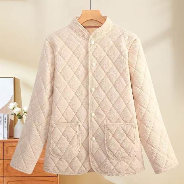 
Mother's winter clothing plus velvet warm jacket middle-aged women's corduroy cotton clothing middle-aged and elderly thickened cotton-padded jackets in autumn and winter