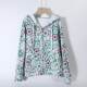 Pure cotton thick soft knitted print hooded zipper sweatshirt for women long-sleeved cardigan floral jacket large size spring and autumn