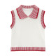 Sweet red striped polo collar sweater female summer design sense niche thin sleeveless slim short top