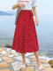Polka dot skirt mid-length summer women's chiffon one-piece lace-up high-waist wrap skirt irregular fishtail skirt skirt