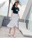 Polka dot skirt mid-length summer women's chiffon one-piece lace-up high-waist wrap skirt irregular fishtail skirt skirt