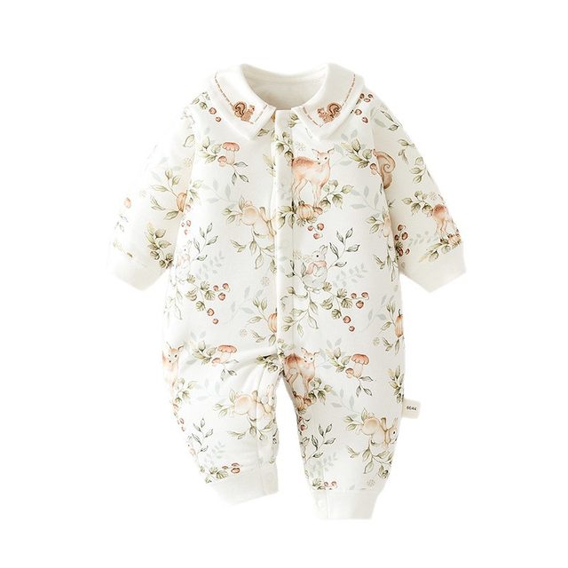 
Baby jumpsuits, girls' clothes, autumn and winter new quilted boys' clothes, pure cotton, thickened and warm, cotton-padded clothes