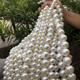 Beaded high-quality beige pearl color straight hole imitation pearl bag material loose bead photo accessories manufacturer direct sales