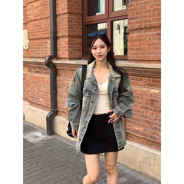 Adan versatile miu style skirt spring and autumn Korean style versatile high waist slim commuting black temperament A-line short skirt for women
