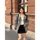 Adan versatile miu style skirt spring and autumn Korean style versatile high waist slim commuting black temperament A-line short skirt for women
