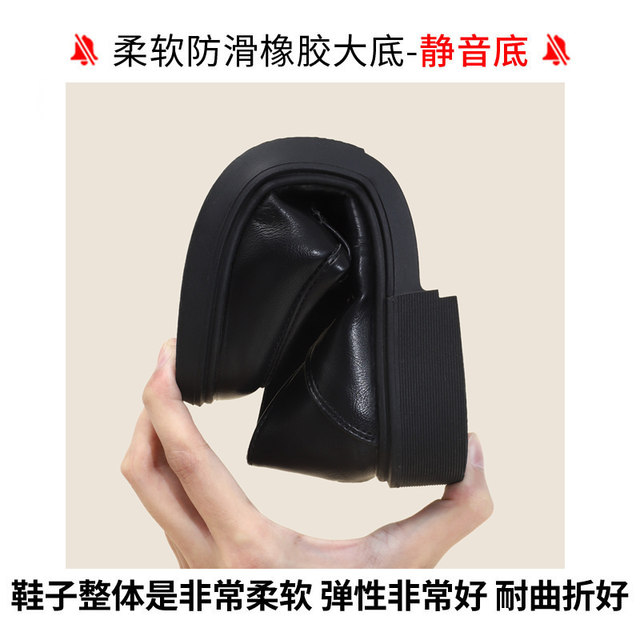 Genuine leather loafers 2025 spring and autumn new small leather shoes popular black bean flat shoes Mary Jane women's shoes