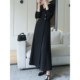 Long-sleeved double-breasted suit collar slim a-line dress for women with fat mm temperament long skirt autumn new plus size women's clothing