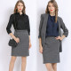 Straight skirt plaid suit skirt women's large size career one-step slit short skirt summer workplace fat mm

