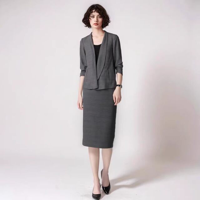 Straight skirt plaid suit skirt women's large size career one-step slit short skirt summer workplace fat mm
