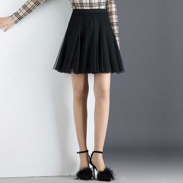 Fashionable mesh skirt skirt for women spring and autumn 2022 new Korean style pleated skirt high waist a-line short skirt tutu skirt