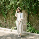 Ink plum spring, summer and autumn ramie white elastic strap flowing playful skirt literary and versatile large pose casual skirt for women