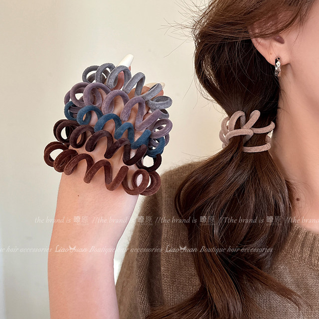 3 simple Korean plush telephone line with high-end headband for women 2025 new anti-slip high elastic rope