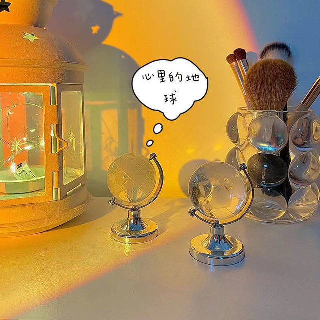Creative crystal glazed globe ornaments for girls, small gifts for students and couples, mini cute desktop glass balls
