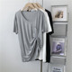 Modal pocket round neck short-sleeved T-shirt for women raglan sleeves design loose solid color dance training suit training suit T-shirt
