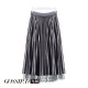 Gold velvet skirt for women in autumn and winter A-line high waist mid-length retro spliced ​​mesh on both sides pleated skirt
