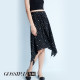 New spring and summer irregular printed chiffon skirt with belt for women mid-length design versatile slim skirt