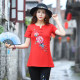 Ethnic style 2023 spring and summer new short-sleeved women's pure cotton embroidered mid-length slim base shirt large size T-shirt