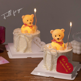 214 Valentine's Day Cake Decoration Plug-in Glowing Bows Little Bear Set Pieces Net Red Love Watch White Card