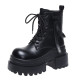 Martin boots for women's inner height increase of 10cm women's shoes 2025 autumn and winter new British style short boots thick-soled heeled black leather boots