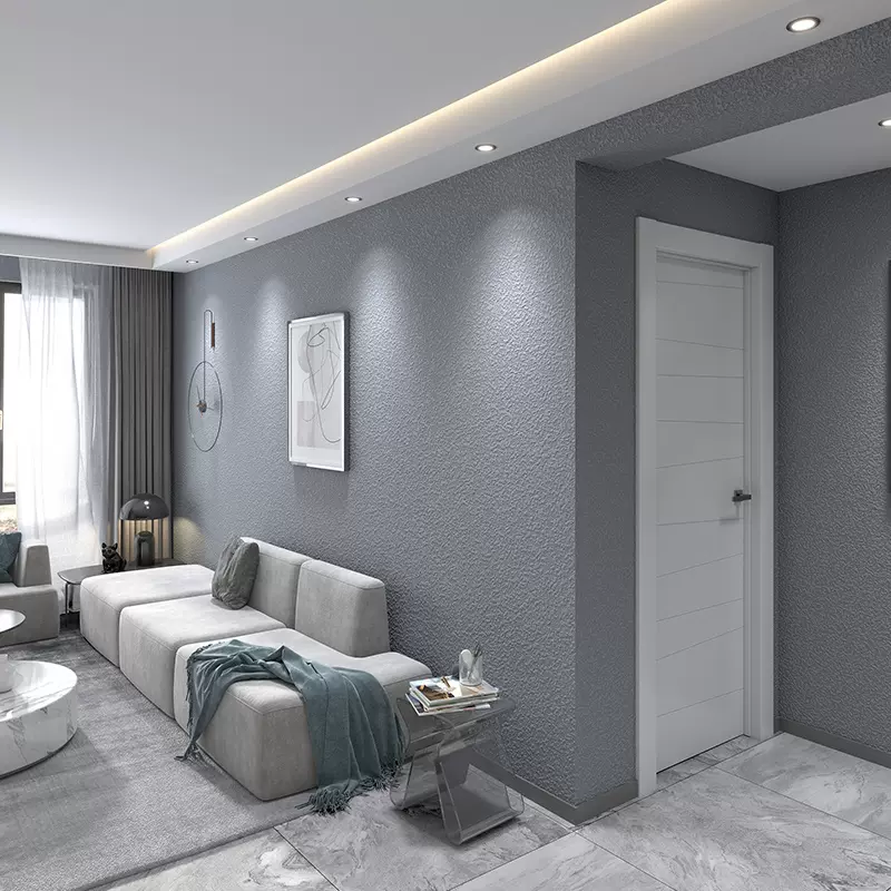 加厚无缝墙布灰蓝素色客厅卧室电视背景简约现代