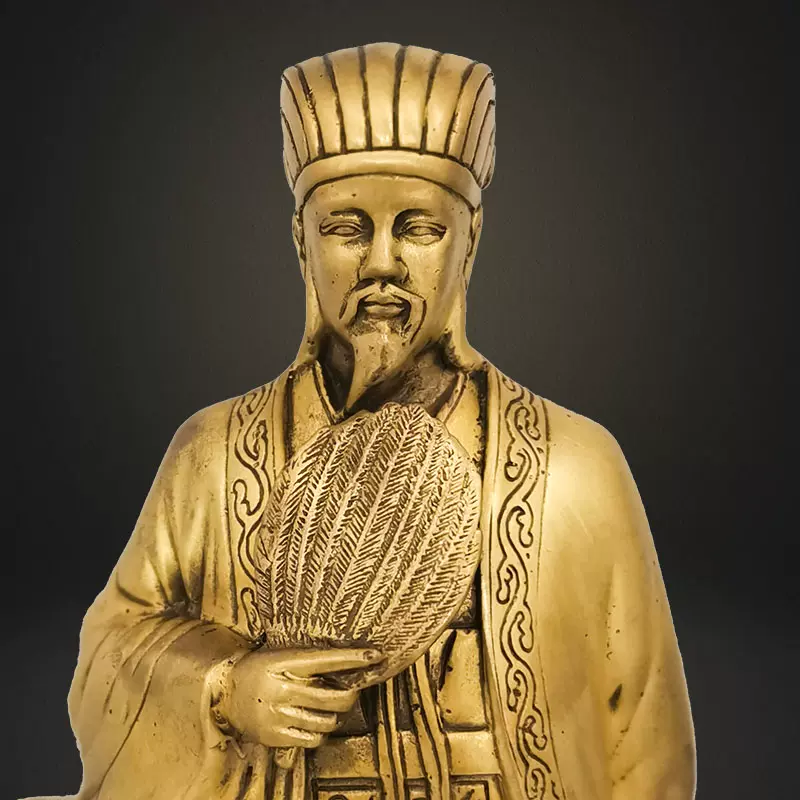 诸葛亮像纯铜三国诸葛孔明铜像武侯像孔明灯家用桌面中式