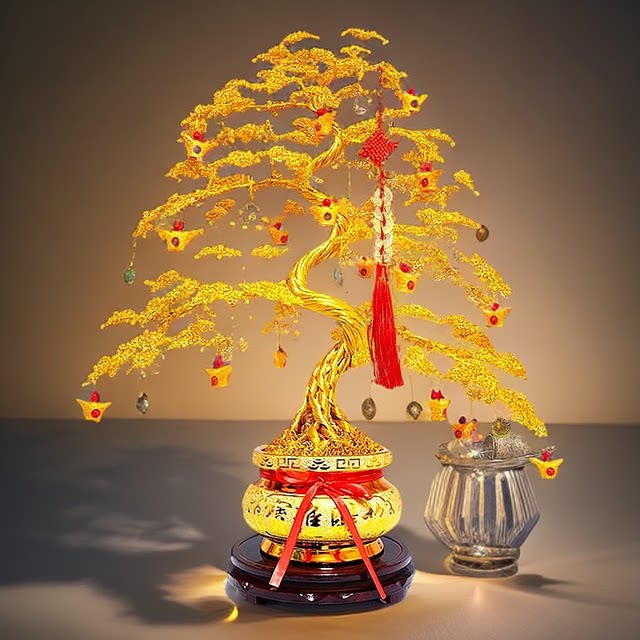 Handmade treasure tree material aluminum wire money tree money tree gold aluminum wire metal wire ornaments handicraft tutorial