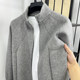 
Knitted cardigan men's sweater jacket stand collar zipper thickened loose jacquard autumn and winter men's trendy jacket top