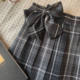 Fat MM large size pleated skirt smoky gray JK plaid skirt uniform student versatile skirt women cute Japanese slightly fat short skirt
