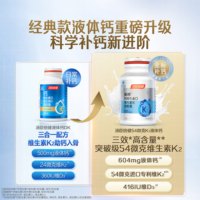 
Tomson By-Health Gold Label Liquid Calcium for Women Adults, Middle-aged and Elderly Pregnant Women Calcium Supplement Tablets Vitamin D3K2 Official Genuine