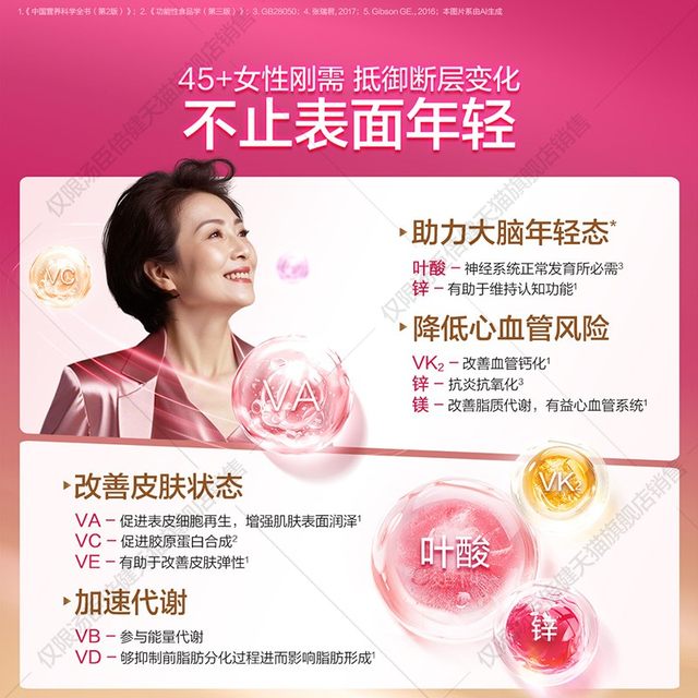 Tomson BYHEALTH Vita Yanta multi-dimensional double-layer tablets for middle-aged and elderly women multi-vitamin calcium iron folic acid blue cap