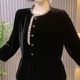 Middle-aged women's temperament retro velvet earrings top autumn fashion mother's suit large size meat cover shirt A5