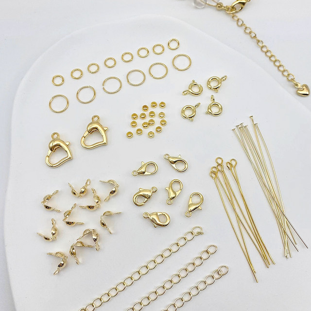 14K18K gold color-keeping basic material DIY bracelet finishing accessories 9-character needle opening ring lobster buckle extension chain