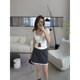 2025 summer new suit skirt slim short skirt women's spliced ​​design miniskirt sweet A-line skirt skirt
