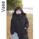 Vaee large size women's mid-length thickened down jacket for winter new fat mm windproof warm standing collar hooded jacket
