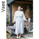 Vaee large size women's embossed printed cheongsam autumn and winter new Chinese style elegant long skirt lace splicing dress