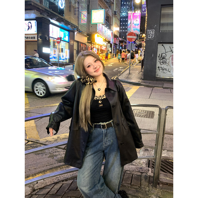 Annie is not hot, sexy, sweet and spicy leopard stitching fake two pieces of suspended female 2024 new micro -fat big size vest
