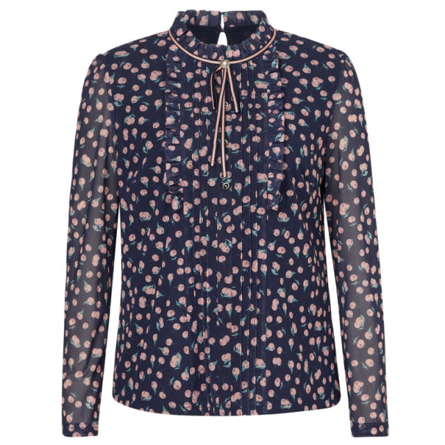 
NAERSI/Narsi bow polka dot chiffon French shirt for women autumn long-sleeved ladies top