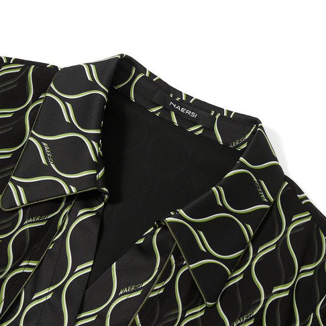 NAERSI/Narsi elegant V-neck and quarter-sleeved dress for women 2025 summer new commuter print skirt