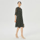 NAERSI/Narsi elegant V-neck and quarter-sleeved dress for women 2025 summer new commuter print skirt
