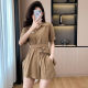2025 summer fresh and casual age-reducing suit temperament polo collar shirt dress shorts two-piece set
