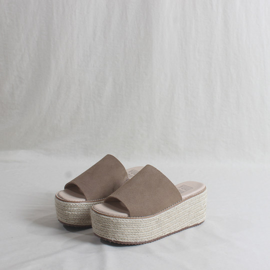 Street Camel Black Slippers Women's Summer Outerwear Genuine Leather Braided Versatile Platform Thick-soled Thick-soled Fish Mouth High-heeled Sandals