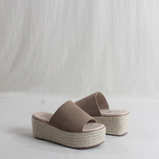 Street Camel Black Slippers Women's Summer Outerwear Genuine Leather Braided Versatile Platform Thick-soled Thick-soled Fish Mouth High-heeled Sandals
