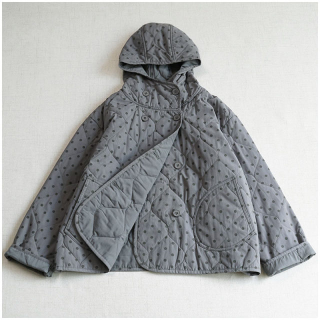Autumn and winter quilted quilted printed hooded retro cotton coat. Loose and versatile Japanese style loose short warm cotton coat.
