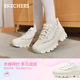 Skechers Lace Honey Cake Shoes Women's Light Daddy Shoes 2025 Autumn and Winter Thick Sole Heightening Casual Sports Shoes White Shoes